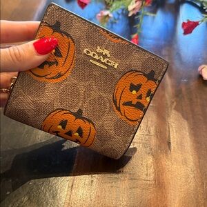 Coach Brown and Orange Pumpkin Wallet